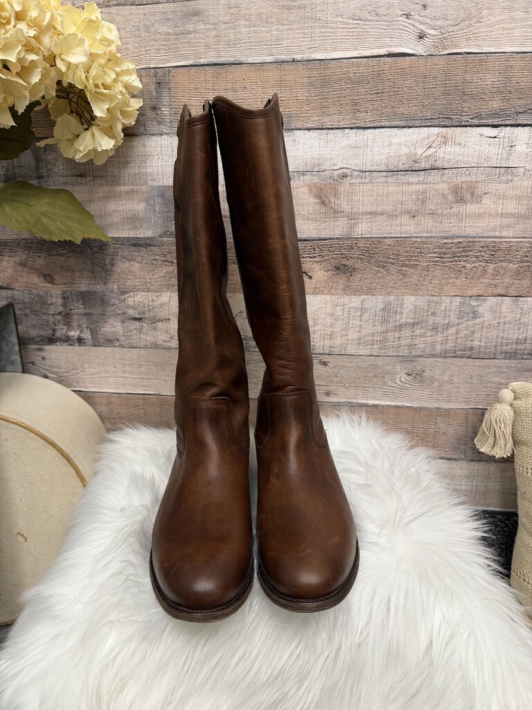 Frye Cognac Leather Melissa Knee High Boots