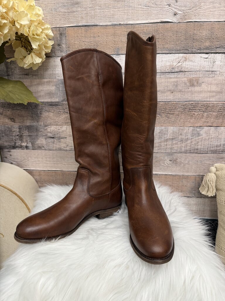 Frye Cognac Leather Melissa Knee High Boots