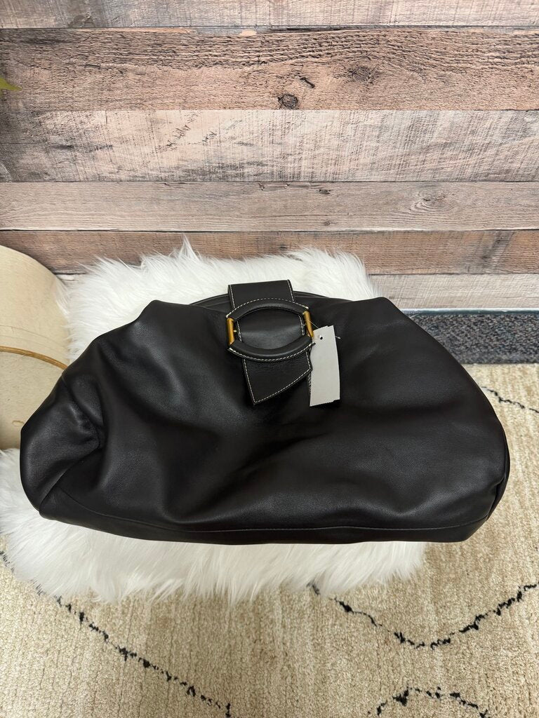 Banana Republic Black Leather Stella Cloud Clutch