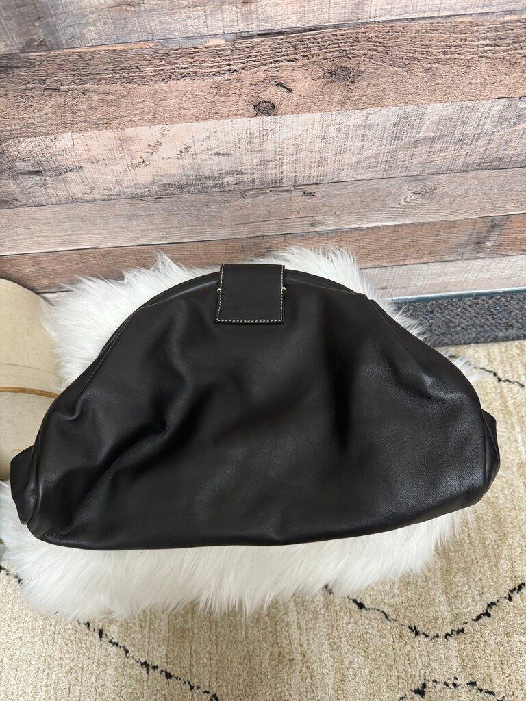 Banana Republic Black Leather Stella Cloud Clutch