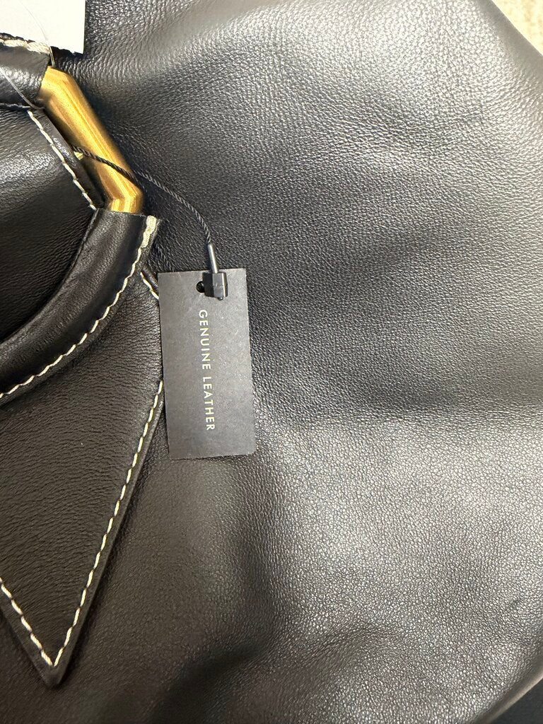 Banana Republic Black Leather Stella Cloud Clutch