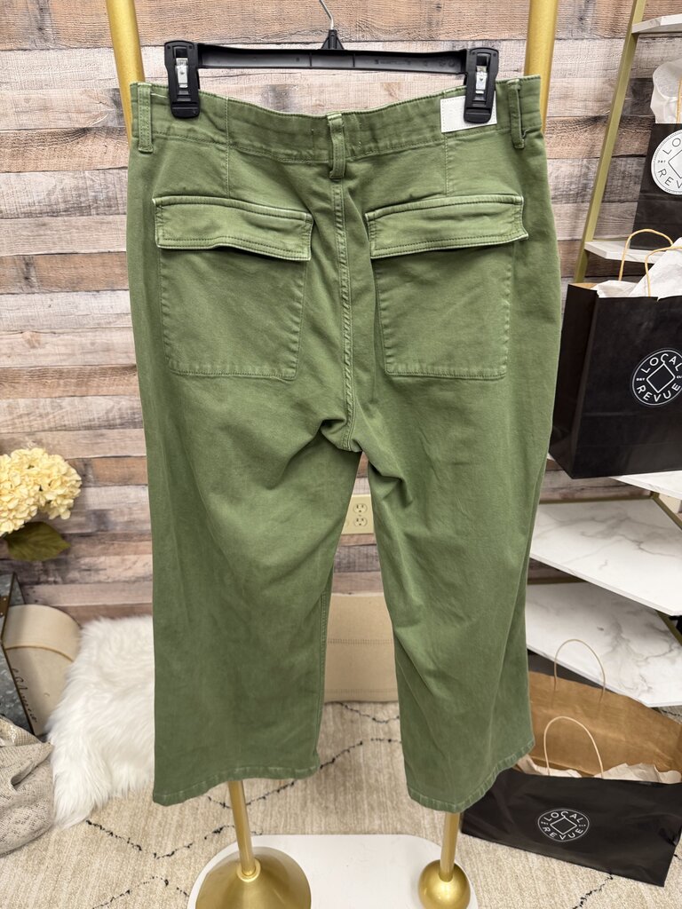 Pistola Green Straight Leg Pants With Cargo Pockets