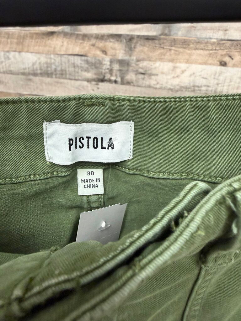 Pistola Green Straight Leg Pants With Cargo Pockets
