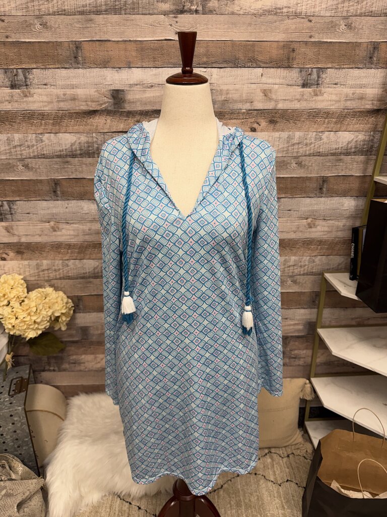 Cabana Life Blue Costal Sleeves Swim Coverup