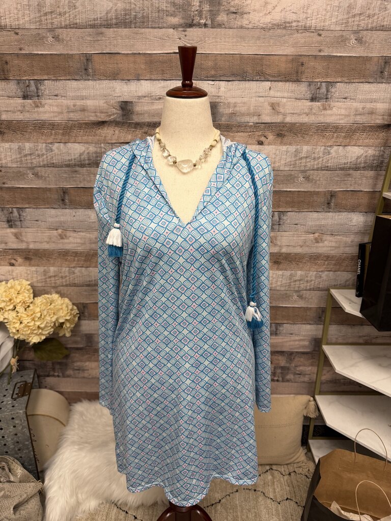 Cabana Life Blue Costal Sleeves Swim Coverup