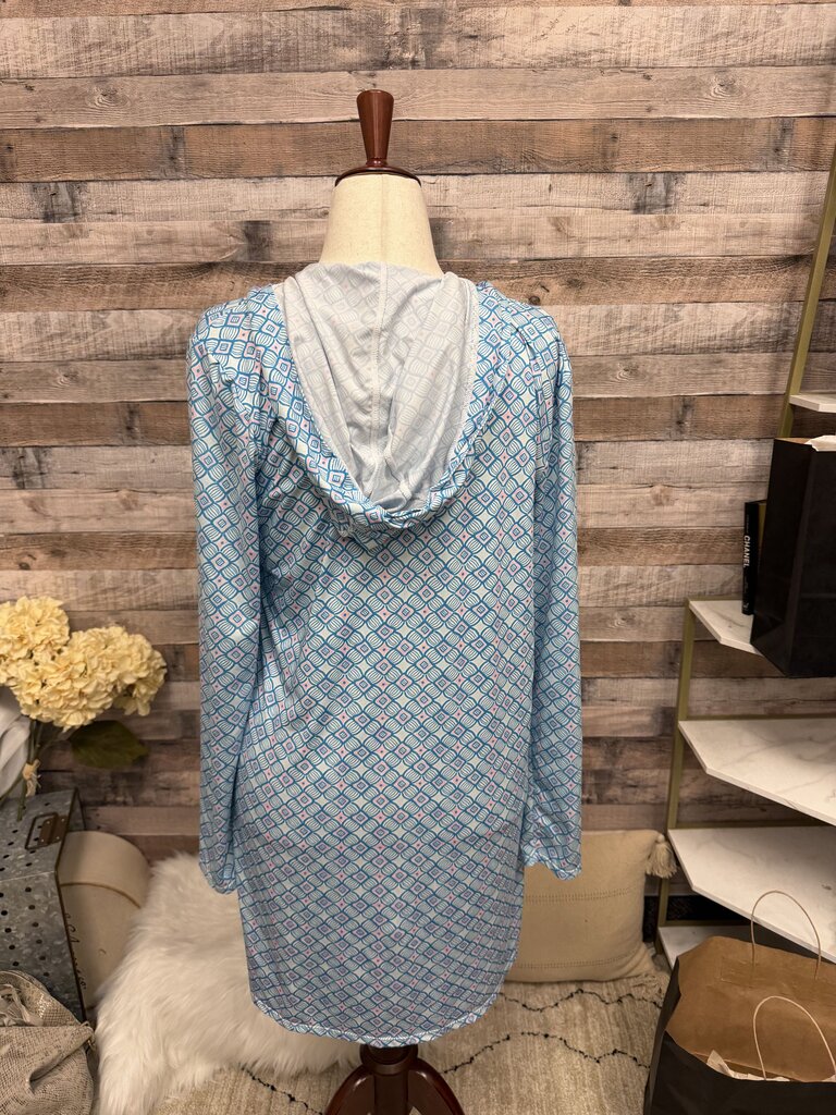 Cabana Life Blue Costal Sleeves Swim Coverup