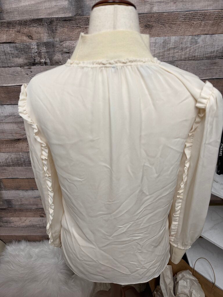 NWT Kobi Halpern Cream Mock Neck Blouse