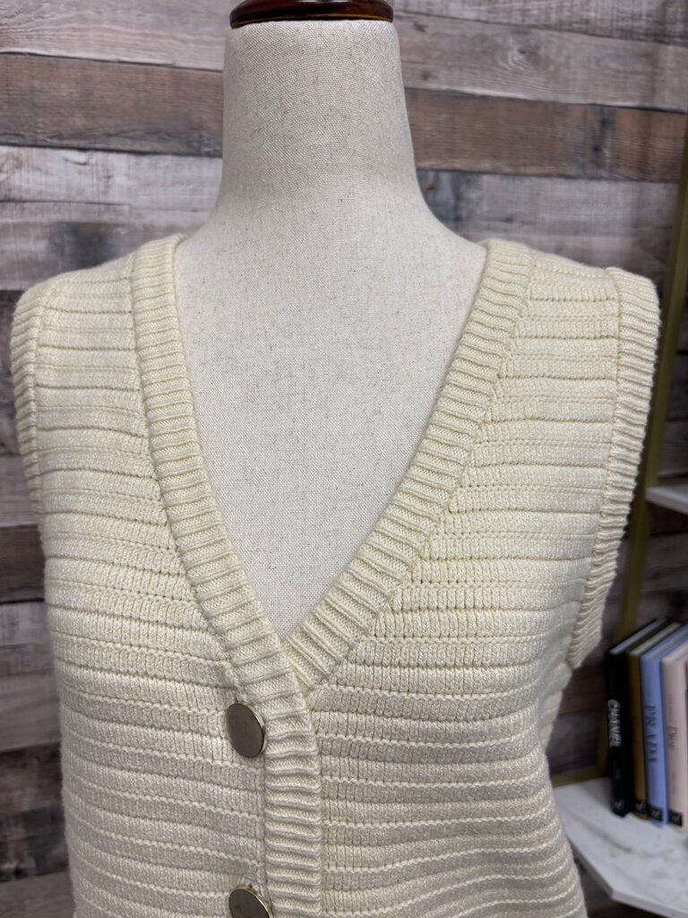 Sanctuary Cream Sleeveless Knit Sweater