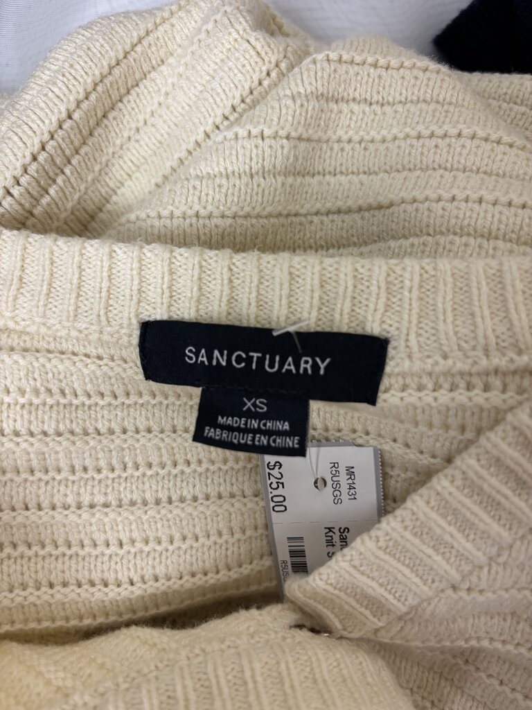 Sanctuary Cream Sleeveless Knit Sweater