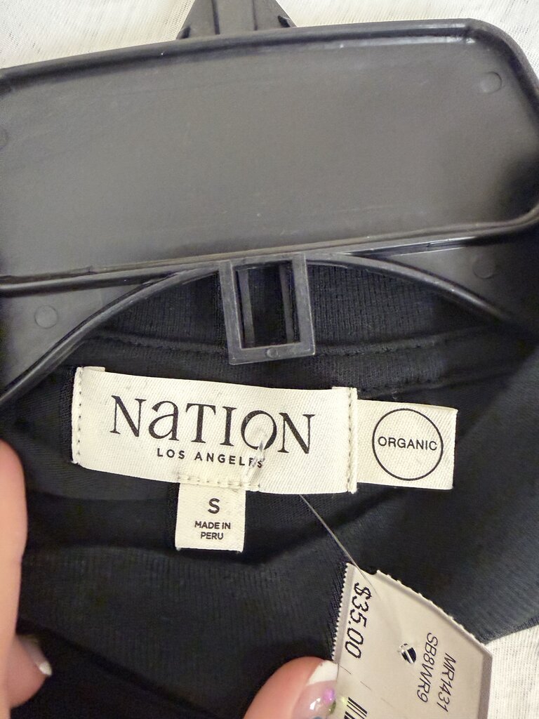 Nation Cream/Black Colorblock Mock Neck Tee