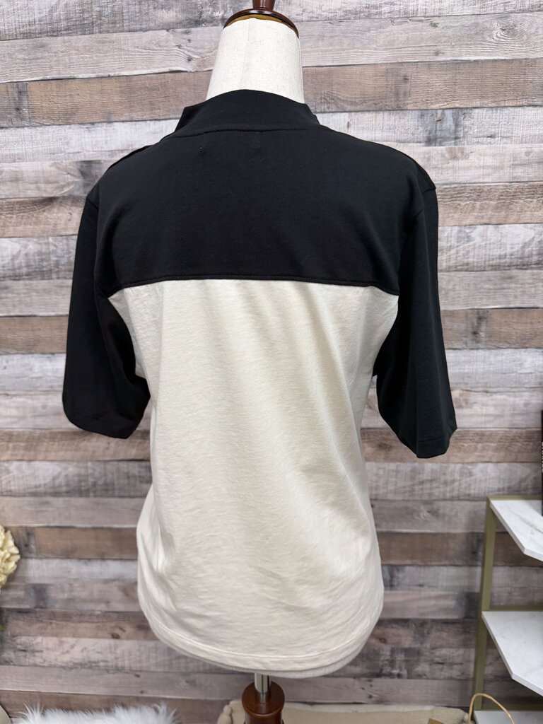Nation Cream/Black Colorblock Mock Neck Tee