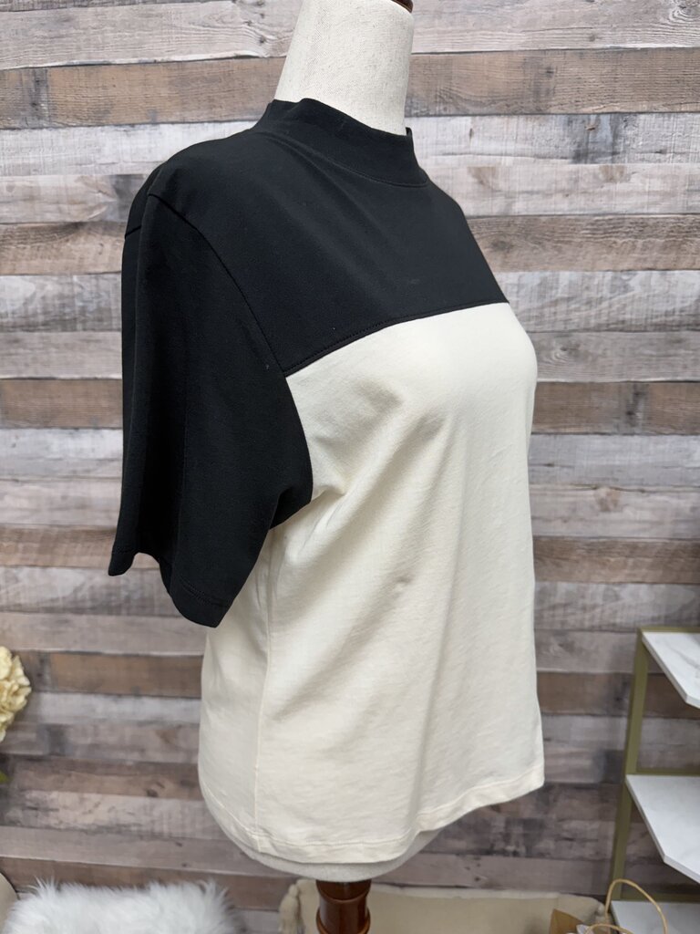 Nation Cream/Black Colorblock Mock Neck Tee