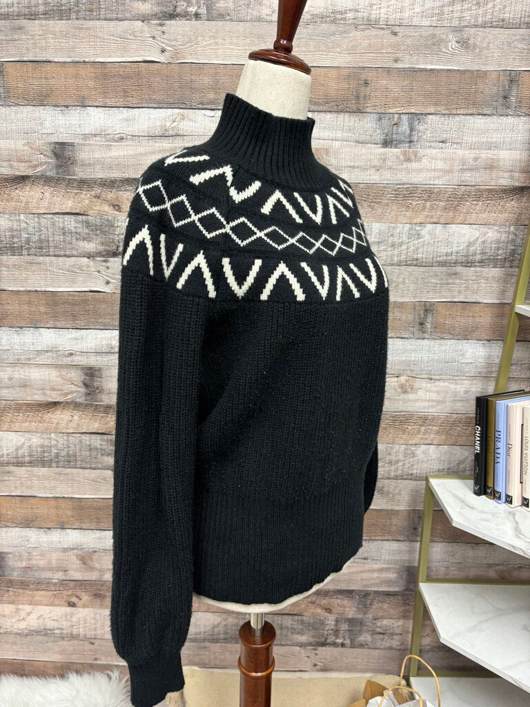 Varley Black Isle Yoke Mock Neck Knit Sweater