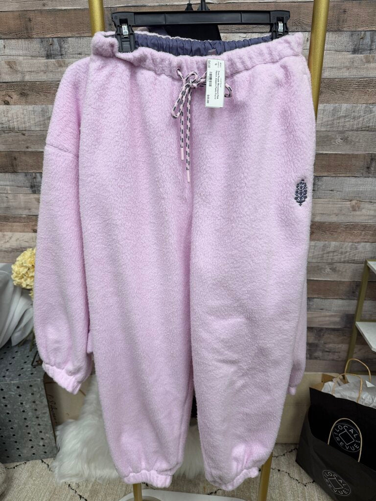 Free People Movement Pink Fleece Joggers Pants Fuzzy Fabric