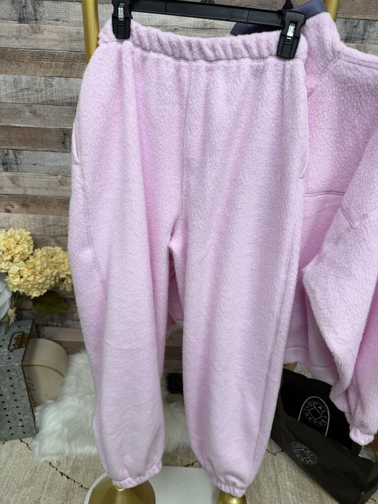 Free People Movement Pink Fleece Joggers Pants Fuzzy Fabric