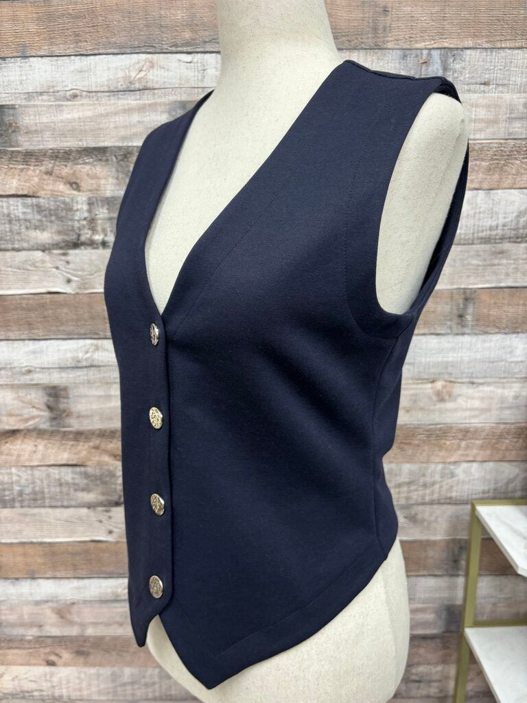 Evereve Navy Button Front Sleeveless Vest