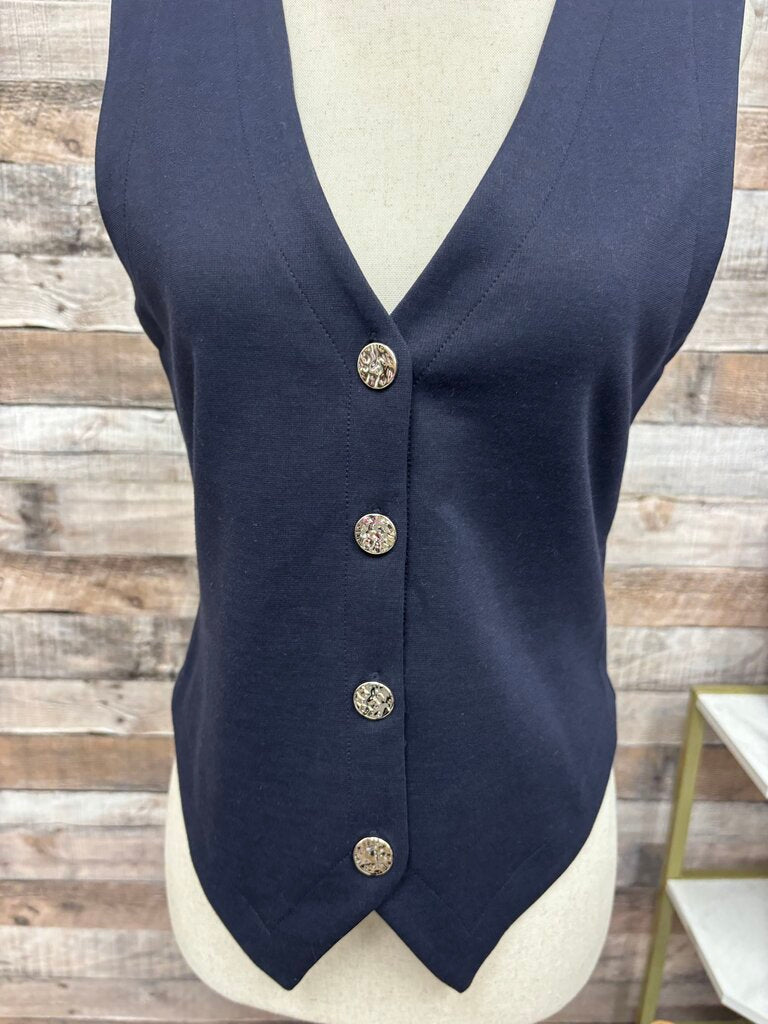 Evereve Navy Button Front Sleeveless Vest