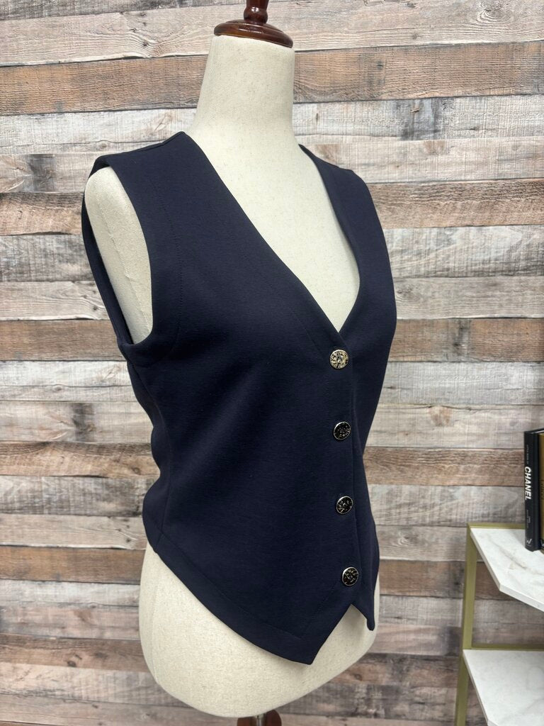Evereve Navy Button Front Sleeveless Vest