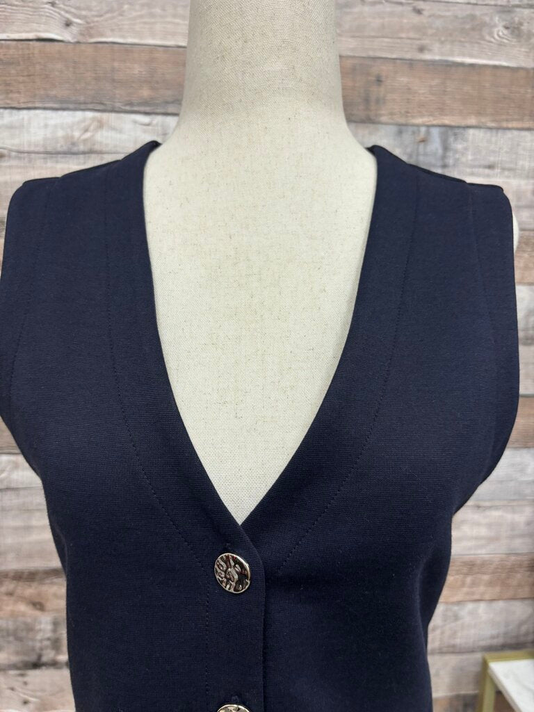 Evereve Navy Button Front Sleeveless Vest