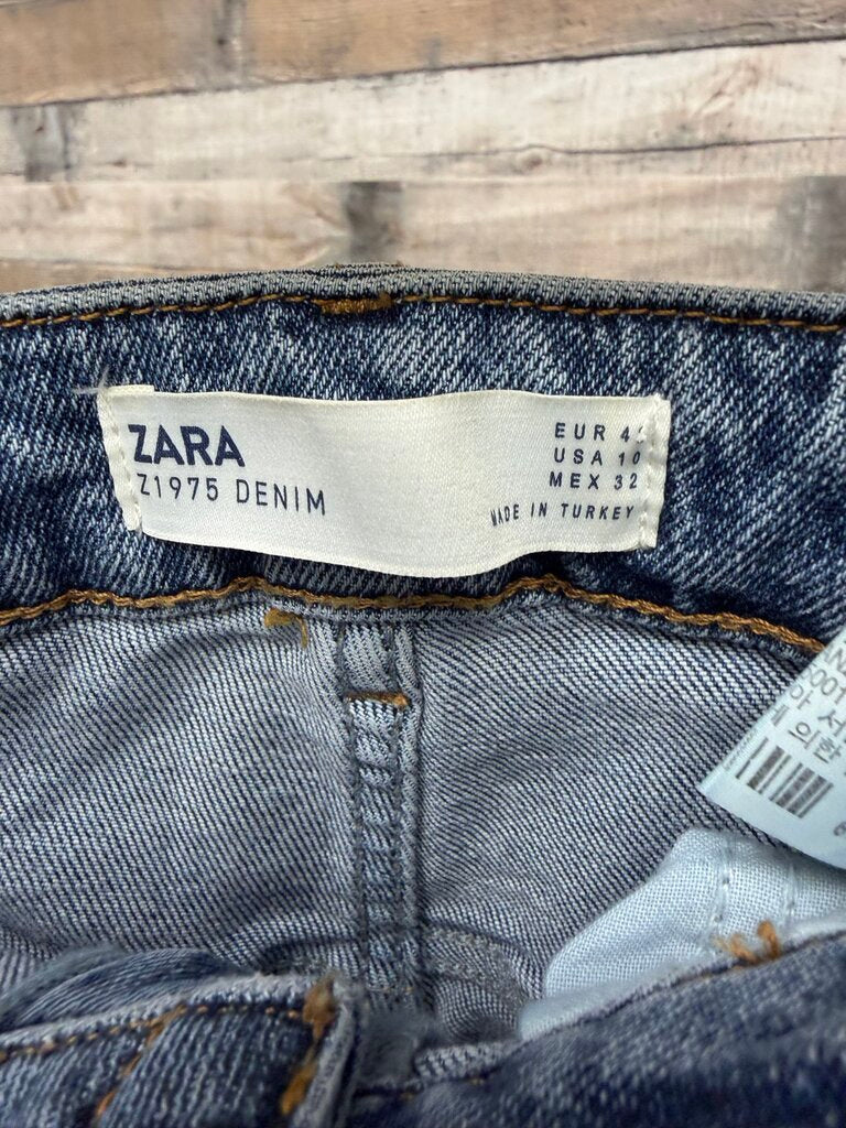 Zara Straight Leg With Side Stripes Red,Blue,Metallic Medium wash