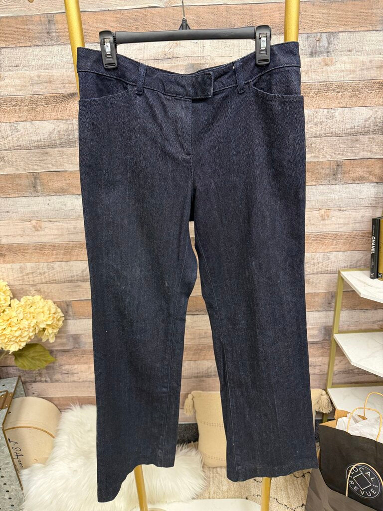 Dark Wash Navy Flared Denim Trousers