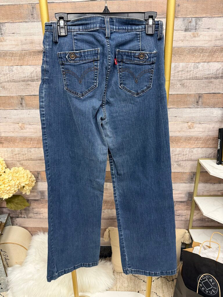 Levi's Slimming Bootcut Dark Wash Navy Jeans Perfectly Slimming 512