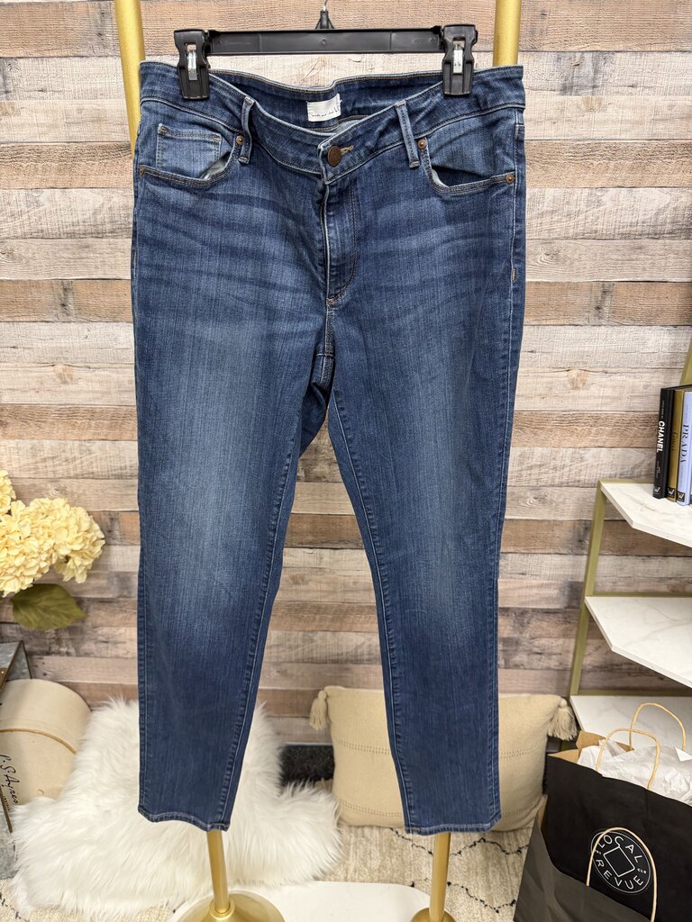 Loft Navy Mid Rise Skinny/Straight Leg Jeans