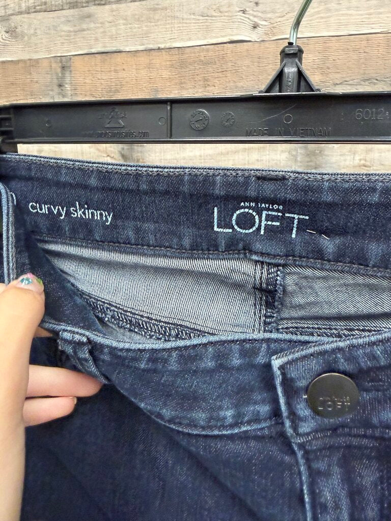 LOFT Dark Wash Navy Skinny Fit Denim Jeans