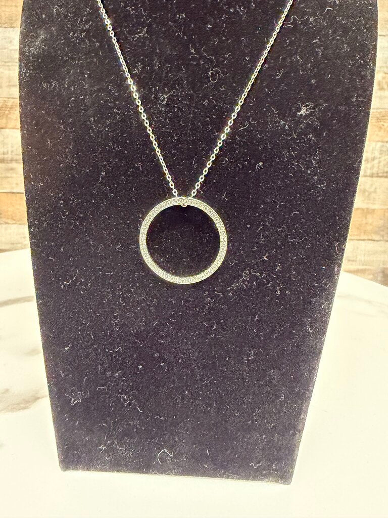 Sterling Silver Open Circle Pendant Necklace N/A Silver N/A women NECKLACE - JEWELRY