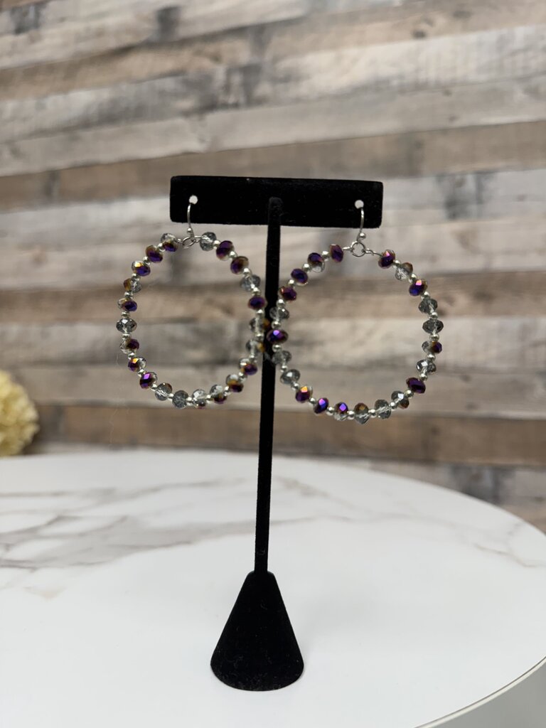 Crystal, Glass & Silver Tone Beaded Earrings Hoop N/A Multi Color N/A women EARRINGS - JEWELRY