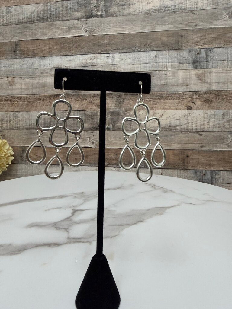 Silver Metal Chandelier Teardrop Loop Earrings N/A Silver N/A women EARRINGS - JEWELRY