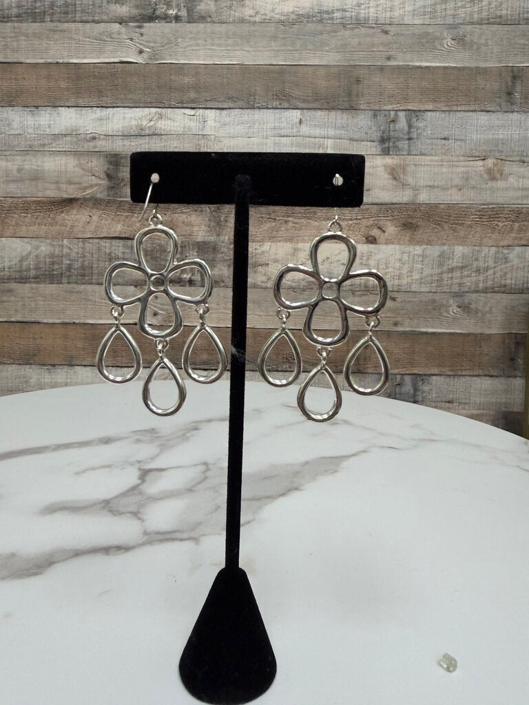 Silver Metal Chandelier Teardrop Loop Earrings N/A Silver N/A women EARRINGS - JEWELRY