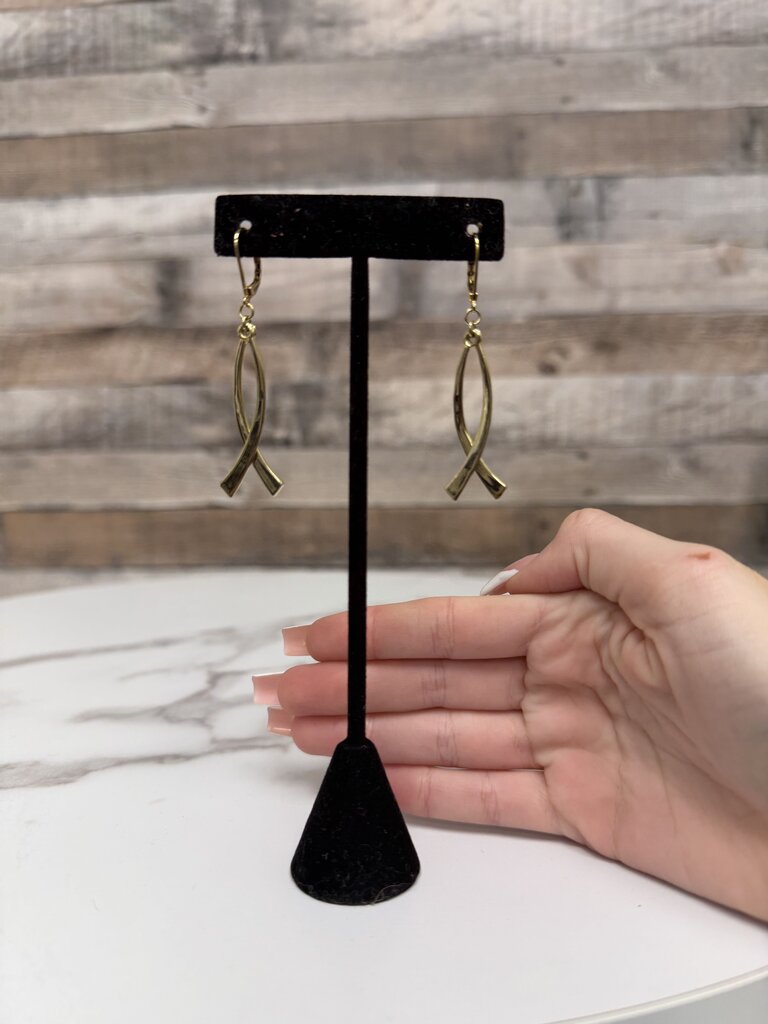 Gold Tone Metal Curved Bar Dangle Earrings With Leverback Closure N/A Gold N/A women EARRINGS - JEWELRY