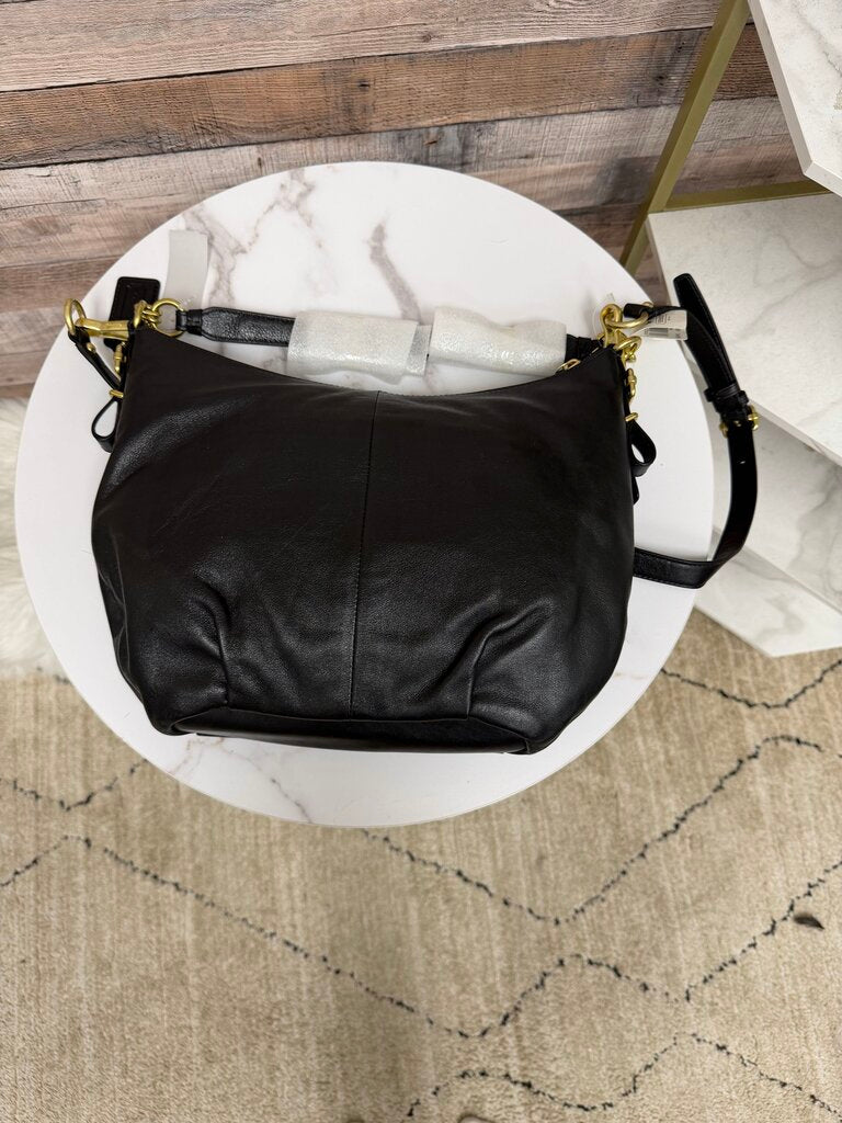 NWT Coach Black Madison Leather Red Lining Bag With Gold Hardware