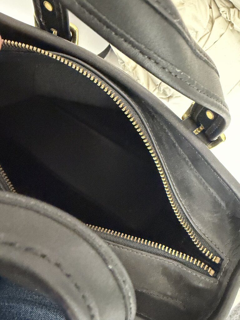 Coach Black Leather Legacy Satchel 9063 With Gold Buckle Straps And Gold Hardware
