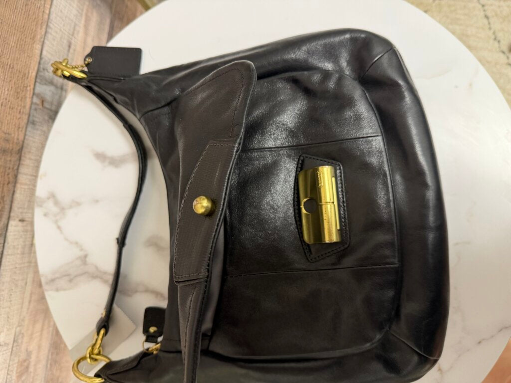 Coach Snap Closure Black Leather Bag