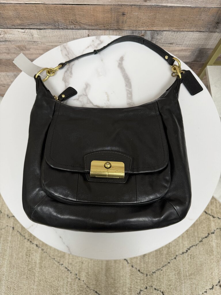 Coach Snap Closure Black Leather Bag
