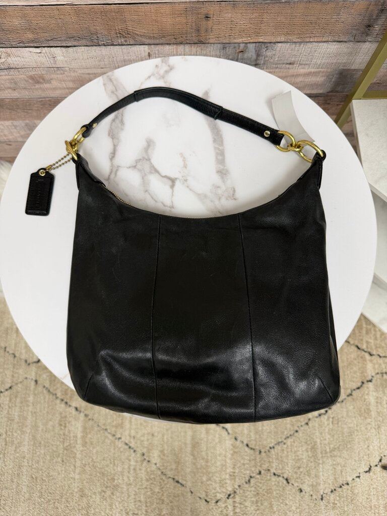 Coach Snap Closure Black Leather Bag