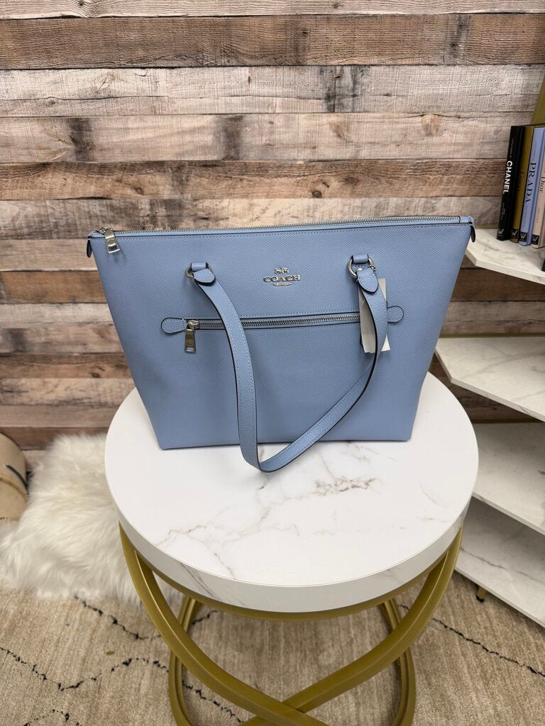 Coach Light Blue Crossgrain Gallery Tote Bag