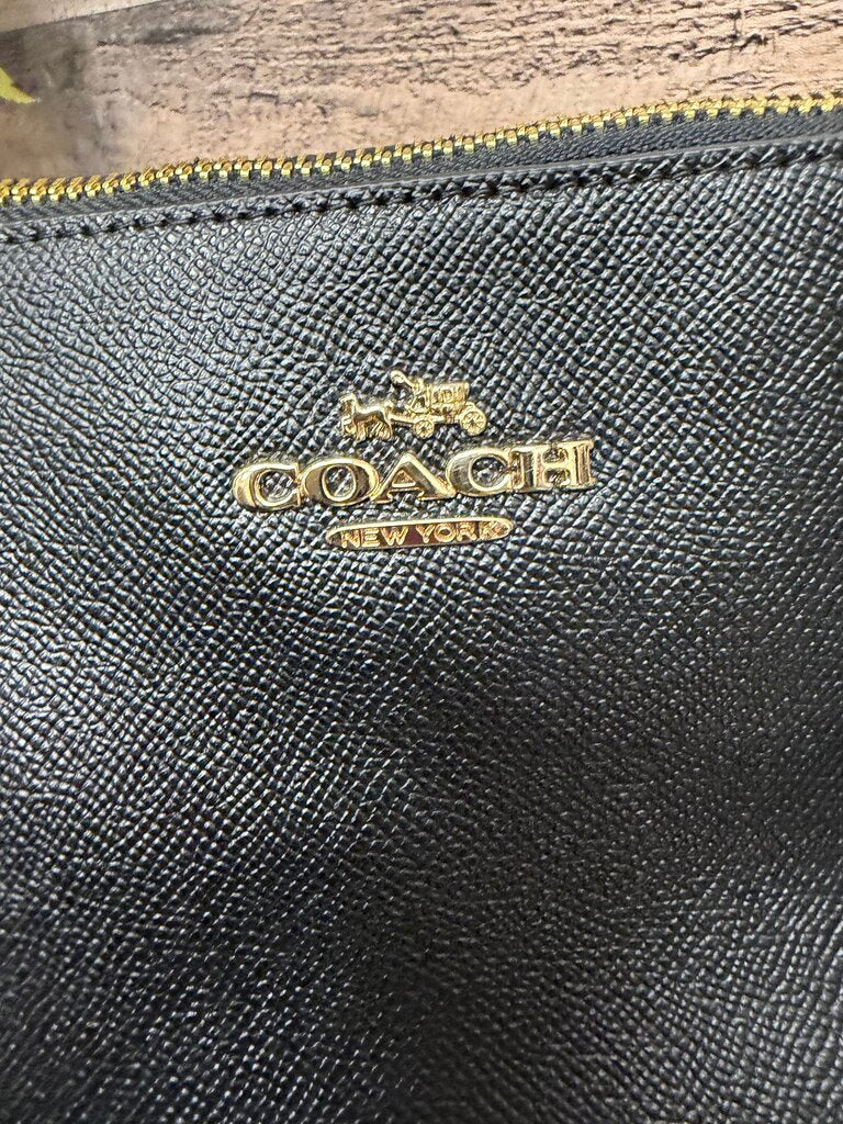 Coach Ava Black Crossgrain Leather Tote Bag With Gold Hardware