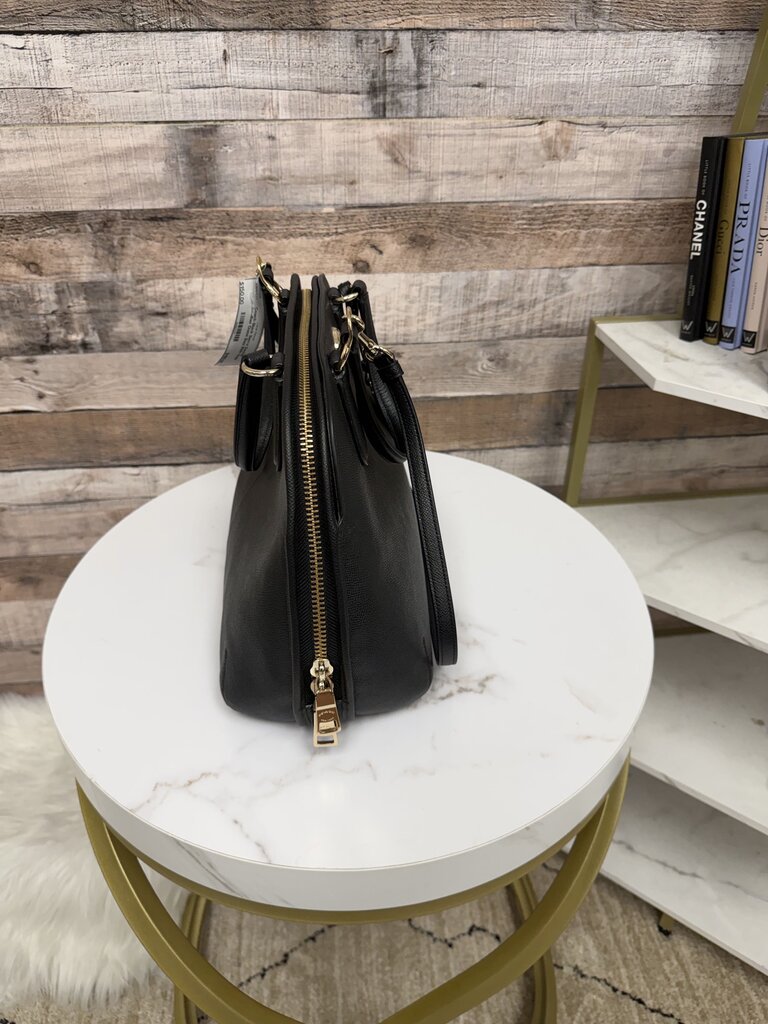 Coach Black Sierra Sachel Leather Dome Bag With Gold Hardware