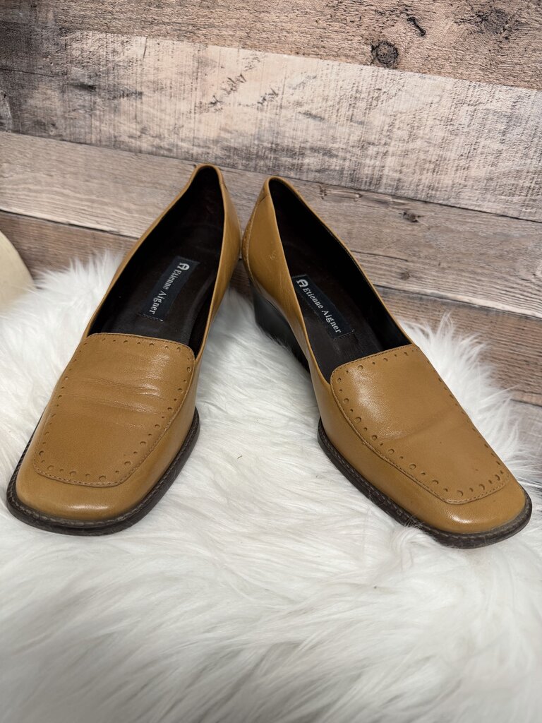 Etienne Aigner Tan Leather Wedge Loafers