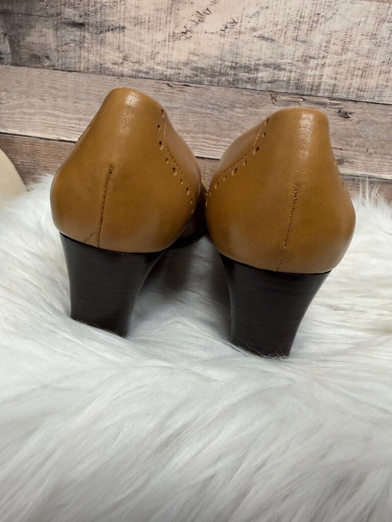 Etienne Aigner Tan Leather Wedge Loafers