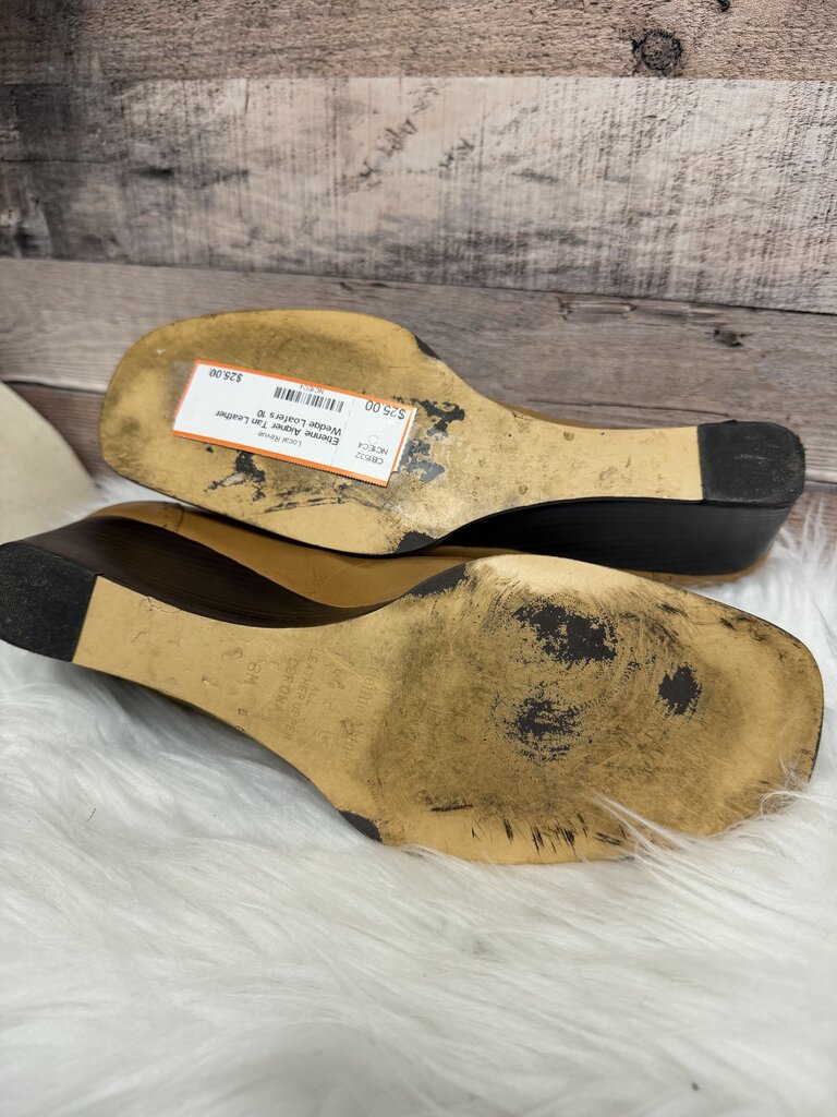 Etienne Aigner Tan Leather Wedge Loafers
