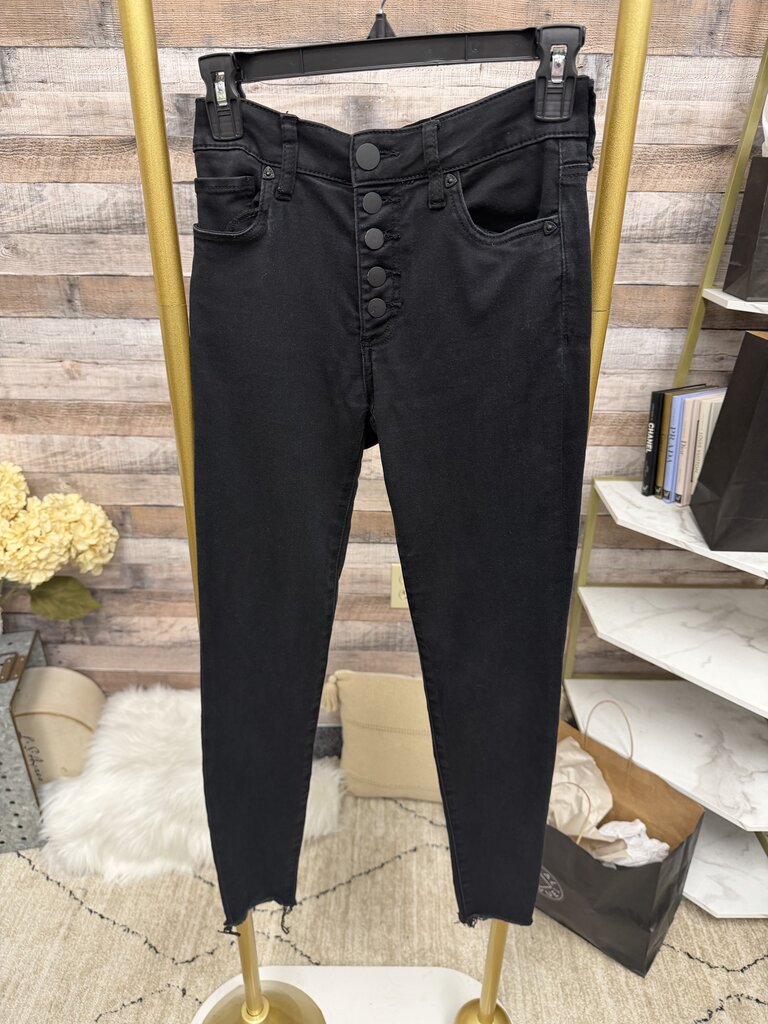 KUT Black Button Fly Anke Skinny Fit Jeans