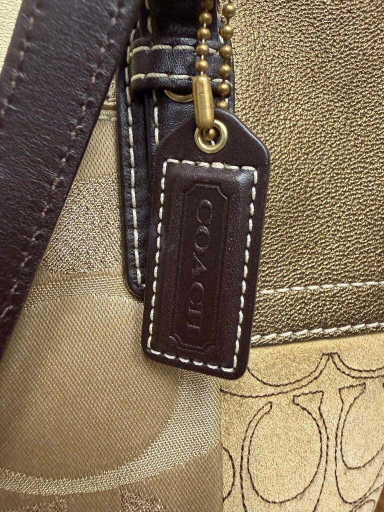 Coach Gold Signature Patchwork Print Tote Bag