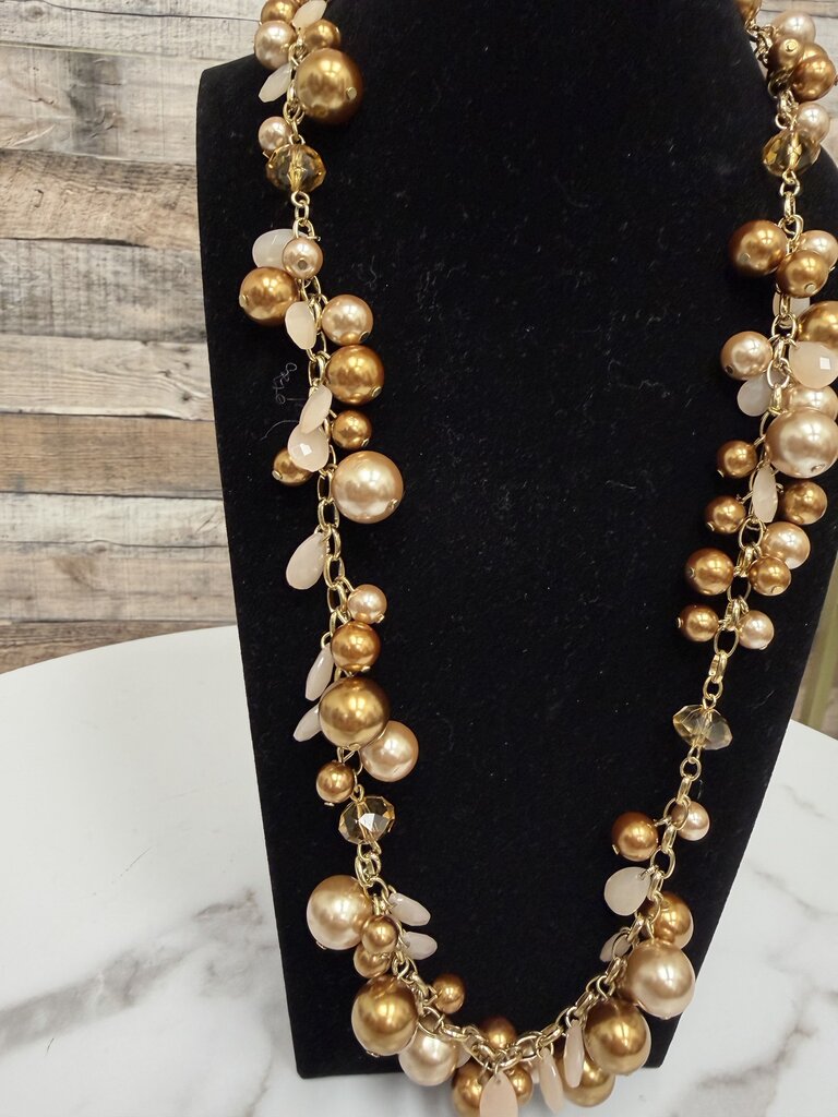 LOFT Faux Pearl/Gold Cluster Necklace