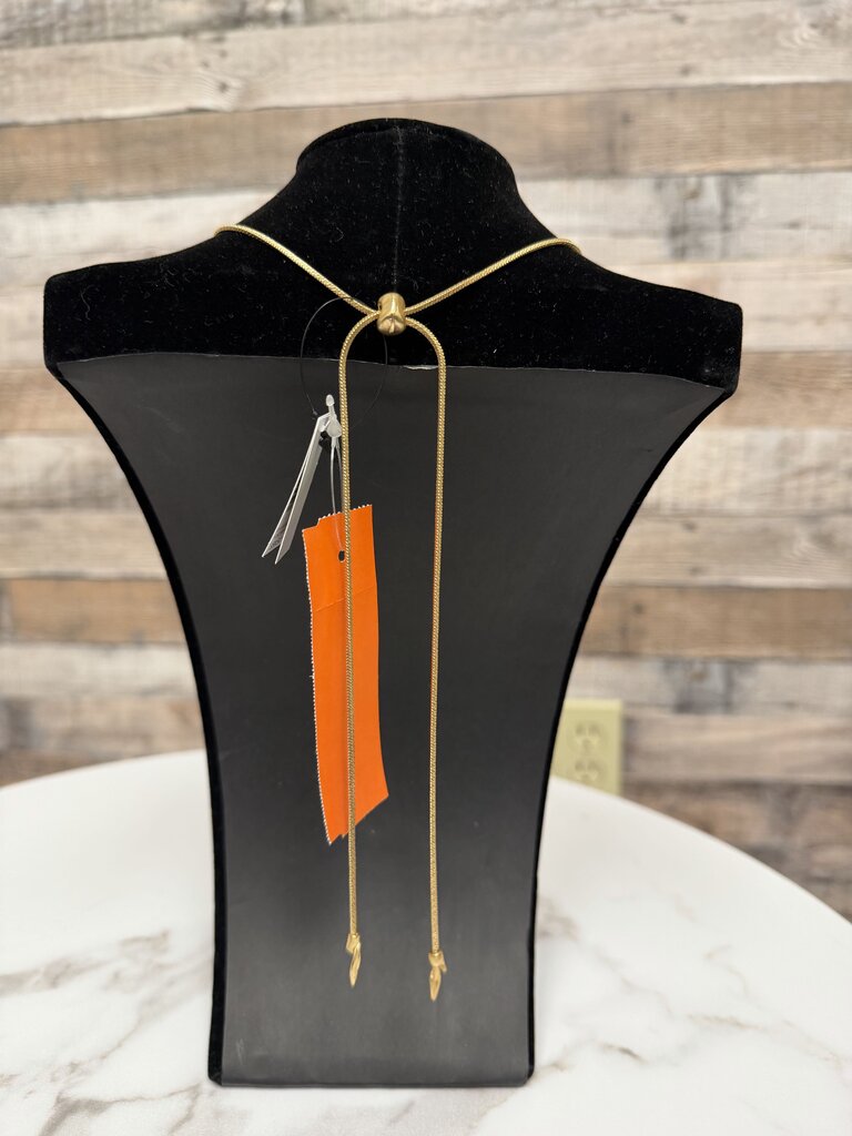 Chico's Gold Chain With Raw Crystal Pendant