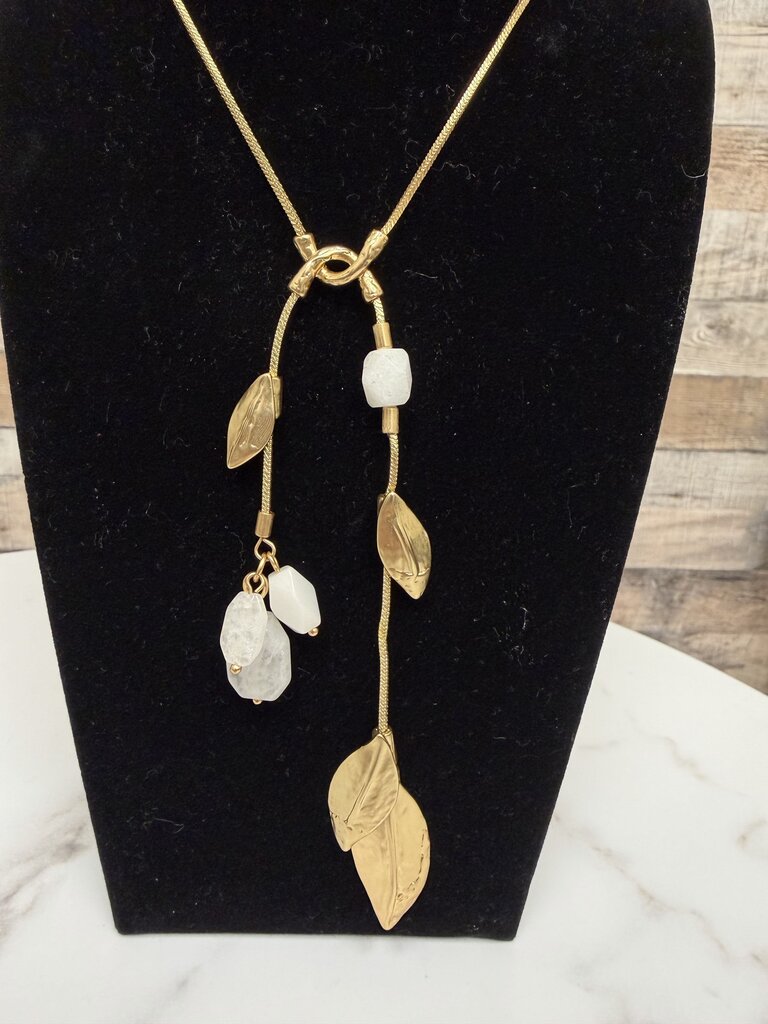 Chico's Gold Chain With Raw Crystal Pendant