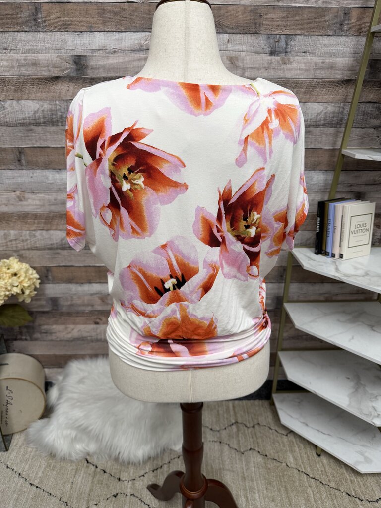 NWT Chico's Pink/Red Floral Print Blouse